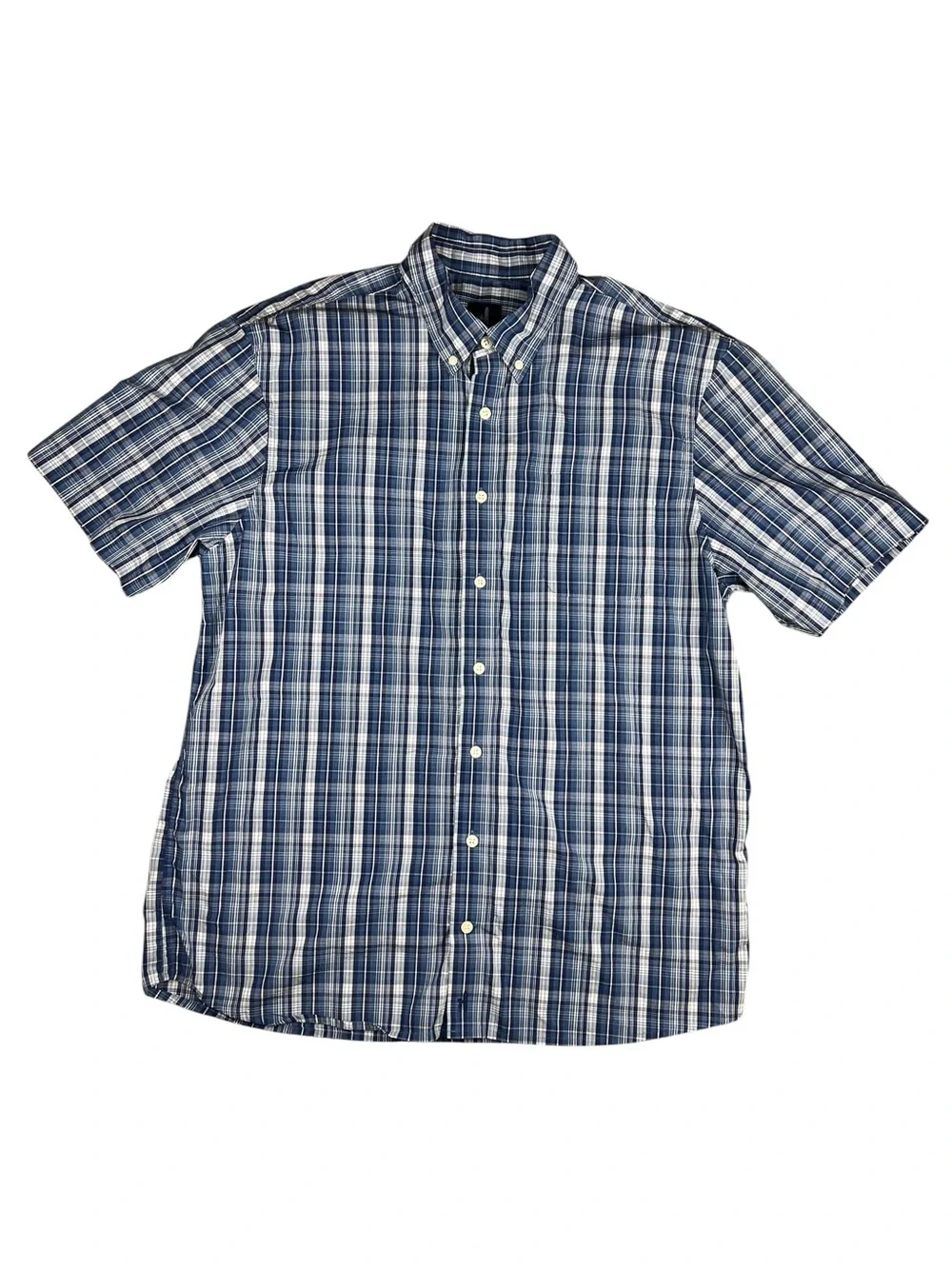 Johnnie-O Shirt Mens XL Deep Water Blue Plaid Button Up 100% Cotton Golf Casual
